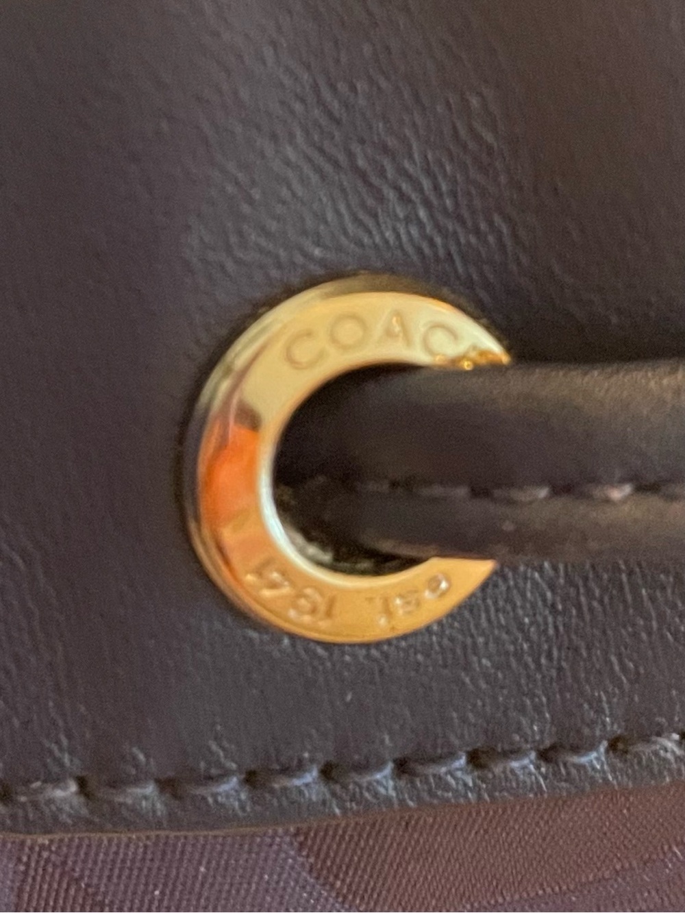 Coach Blue Signature Shoulder Purse / Hand Bag with Leather Trim - Picture 15 of 15